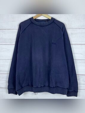 Hugo Boss Sweatshirt XXL Navy Sweater Pullover BOSS Logo Vintage 90s Faded Mens